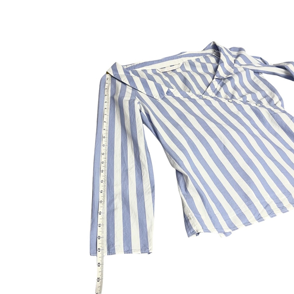Zara Women's blue & White Striped Wraps Shirt in Size Medium - Picture 15 of 15